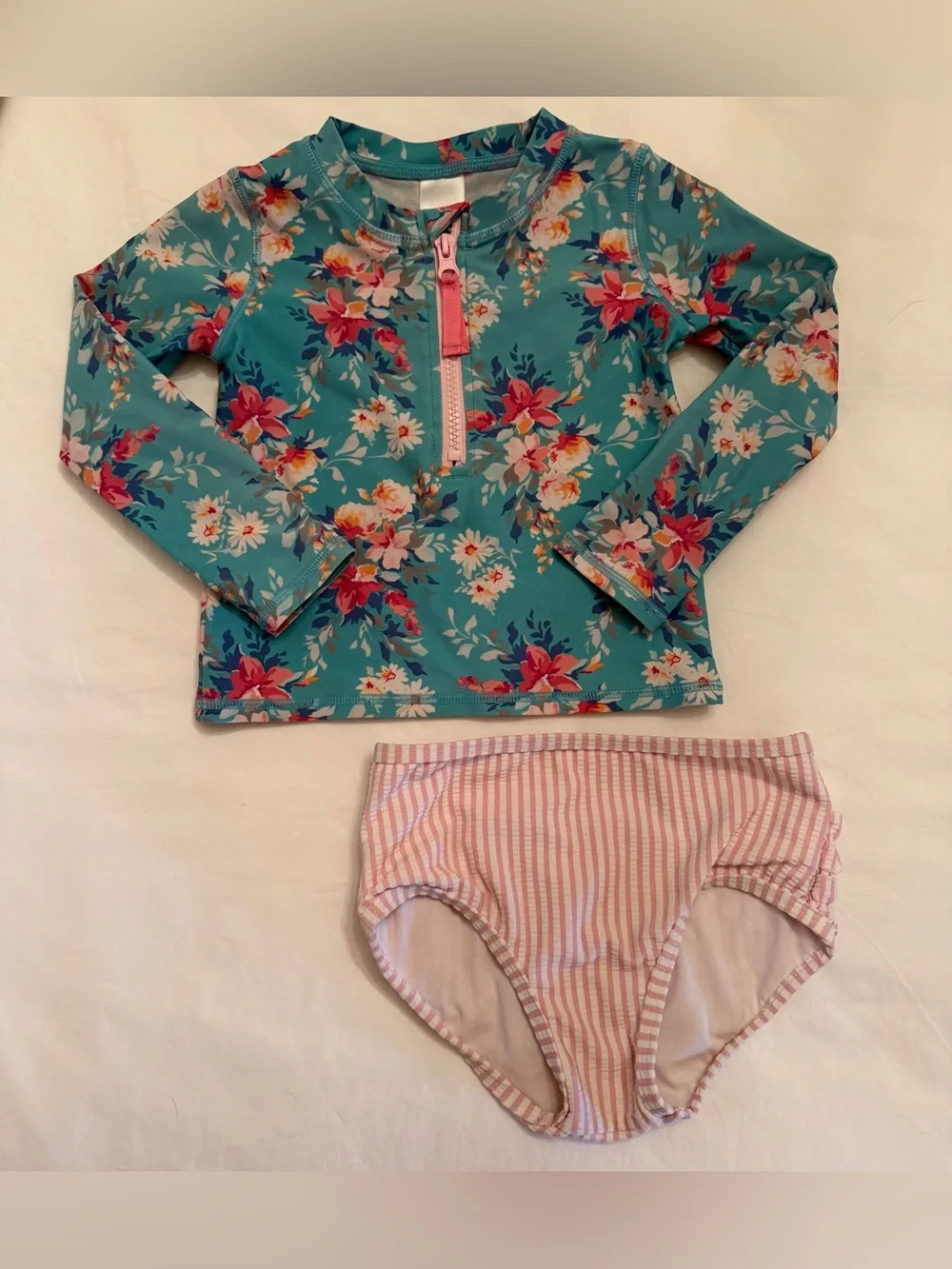 RuffleButts Girls Floral Rash Guard 2-Piece Bikini Set Size 3 T